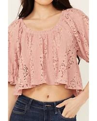 Free People Women's Stacey Lace Cropped Shirt