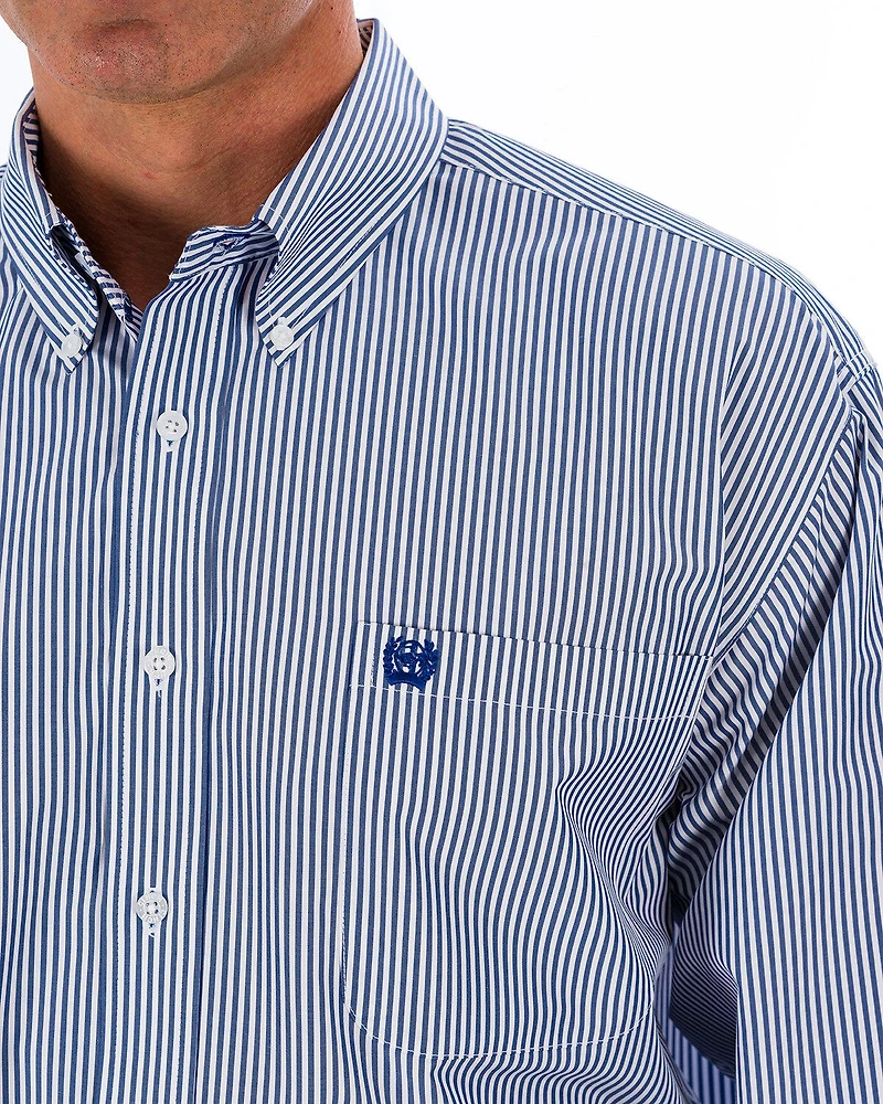 Cinch Men's Royal Blue Striped Western Shirt - Big & Tall