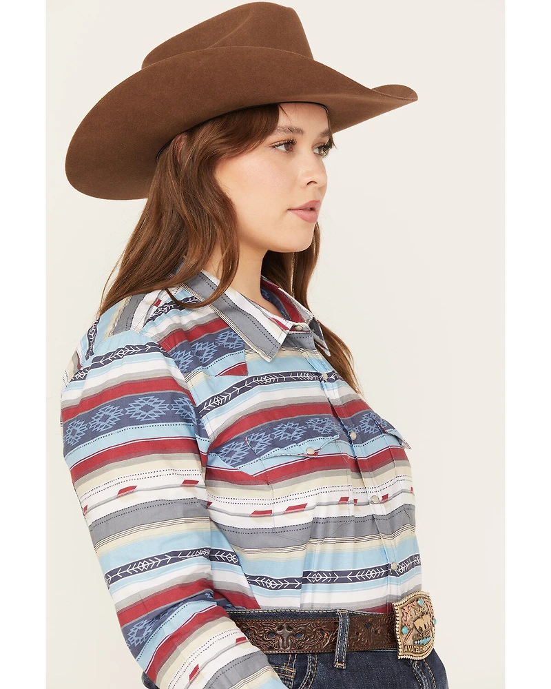 Roper Women's Southwestern Print Long Sleeve Snap Western Shirt - Plus