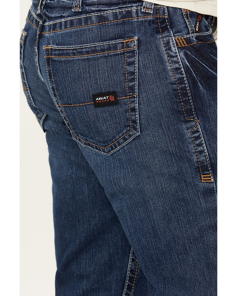 Ariat Men's FR M7 Flint Medium Wash Duratretch Basic Slim Straight Work Jeans