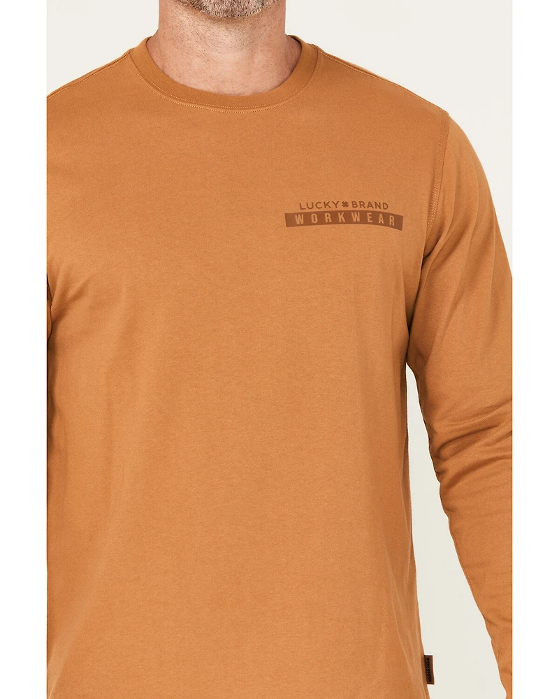 Lucky Brand Workwear Men's Solid Core Logo Long Sleeve Work Shirt