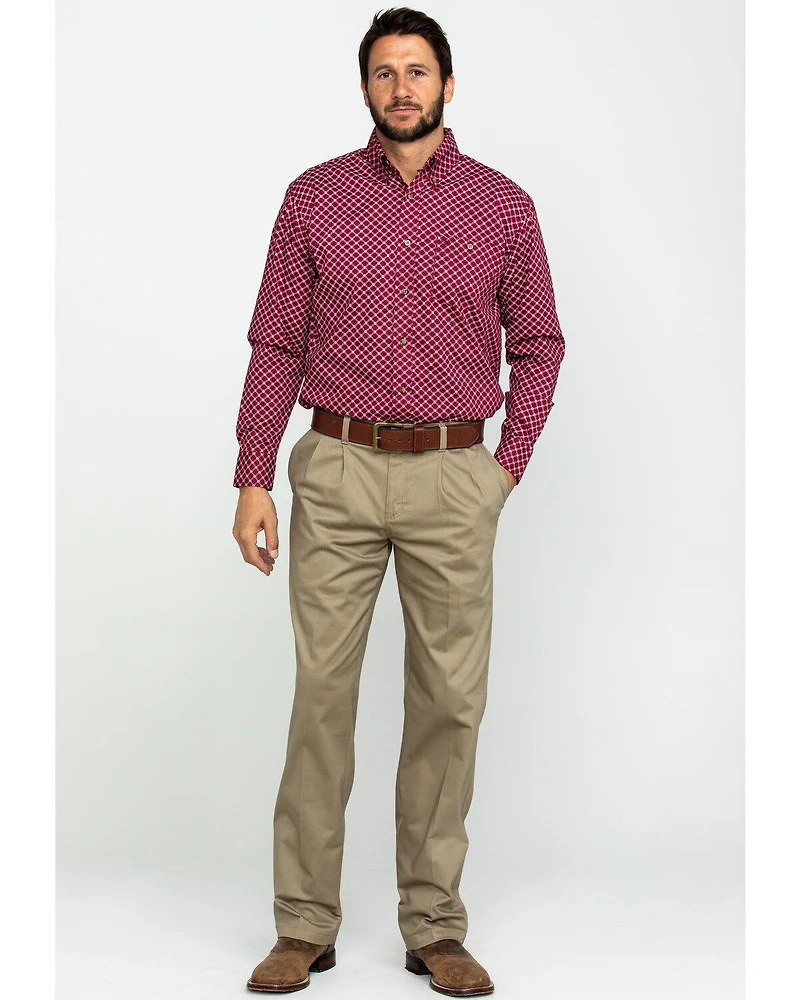 Wrangler Men's Khaki Casual Pleated Front Western Pants