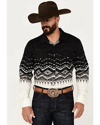 Rock & Roll Denim Men's Southwestern Print Long Sleeve Snap Stretch Western Shirt