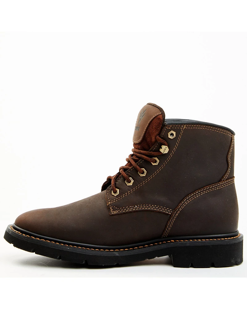 Hawx Men's 6" Oily Crazy Horse Lace-Up Soft Work Boots - Round Toe