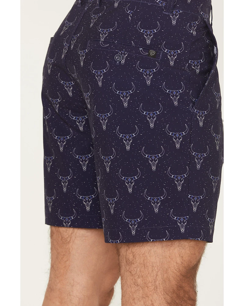 Rock & Roll Denim Men's Longhorn Print Stretch Chino Shorts