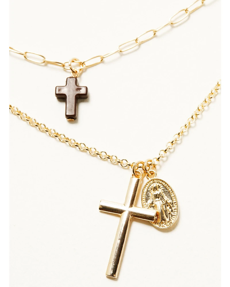 Shyanne Women's Cross Pendant Layered Necklace