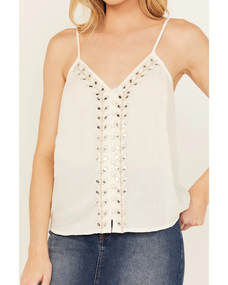 Shyanne Women's Embellished Crinkle Cami Tank