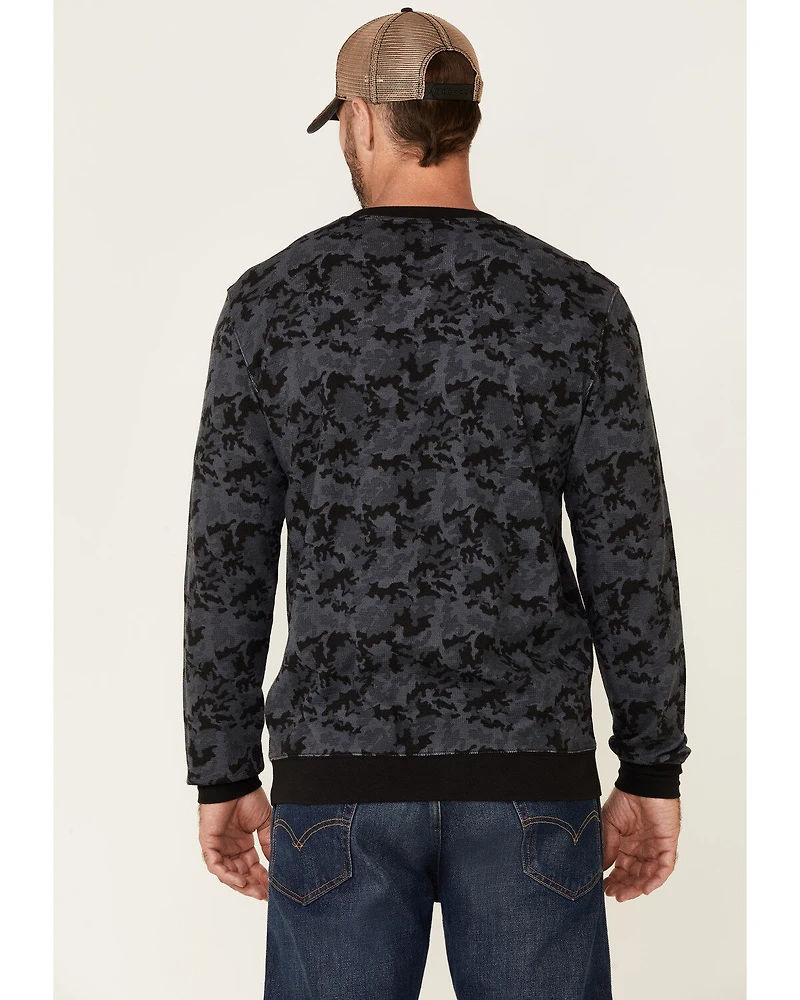 Moonshine Spirit Men's Alpha Bravo Camo Print Long Sleeve Henley T-Shirt