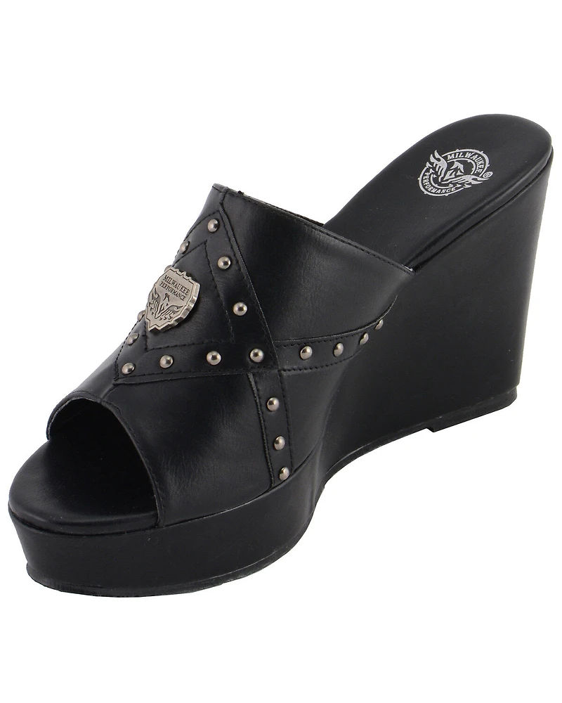 Milwaukee Leather Women's Crossover Open Toe Wedge Sandals