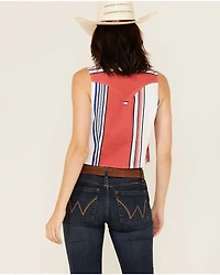 Wrangler Retro Women's Striped Print Sleeveless Snap Cropped Western Shirt