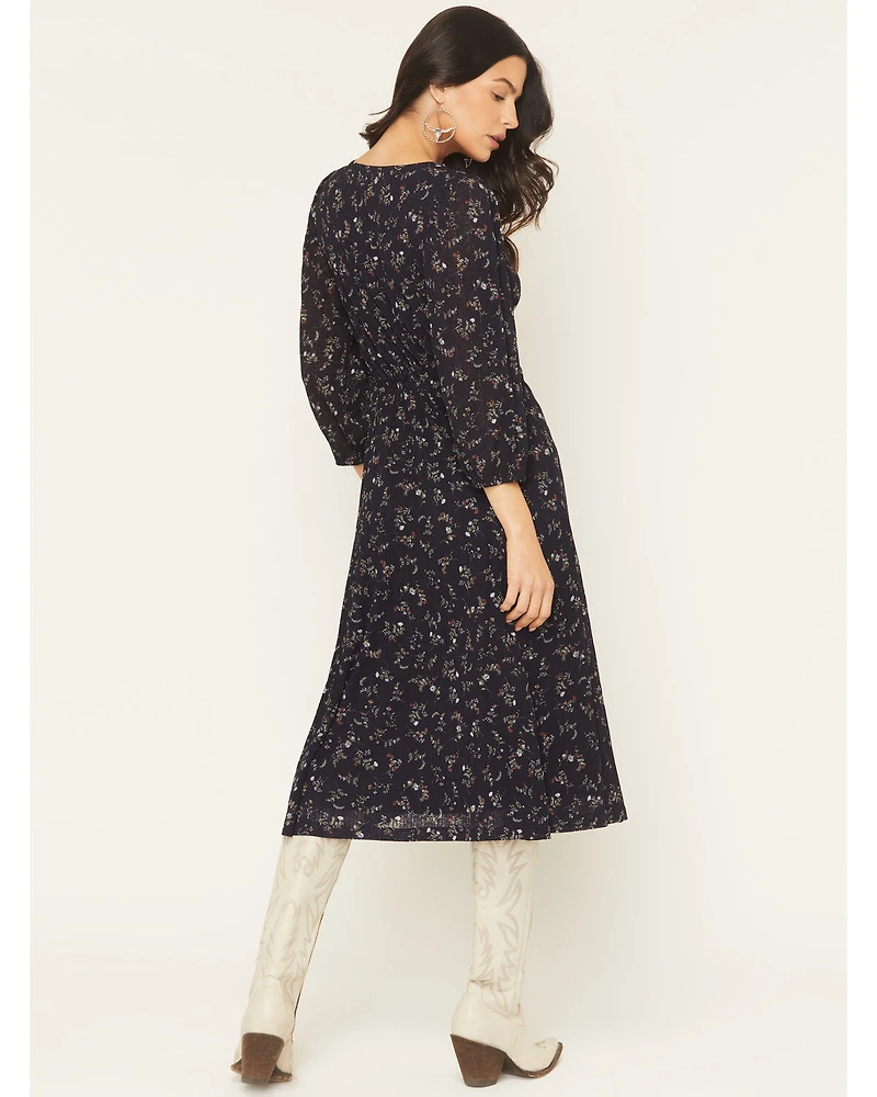 Idyllwind Women's Partner DItsy Floral Print Long Sleeve Midi Dress