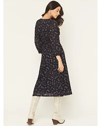 Idyllwind Women's Partner DItsy Floral Print Long Sleeve Midi Dress