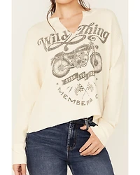Cleo + Wolf Women's Caden Long Sleeve Waffle Knit Graphic Shirt