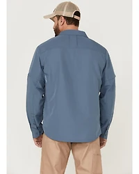 Brothers and Sons Men's Dobby Performance Long Sleeve Button-Down Western Shirt