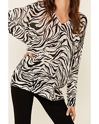 Show Me Your Mumu Women's Zebra Print Hug Pullover Sweater