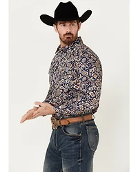 Cowboy Hardware Men's Paisley Print Long Sleeve Pearl Snap Western Shirt