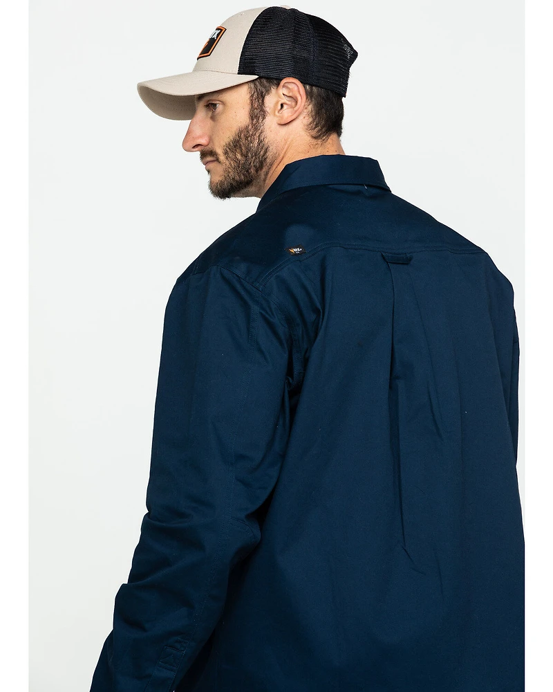 Hawx Men's Navy Stretch Twill Long Sleeve Work Shirt