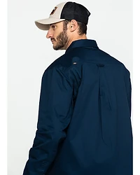 Hawx Men's Navy Stretch Twill Long Sleeve Work Shirt