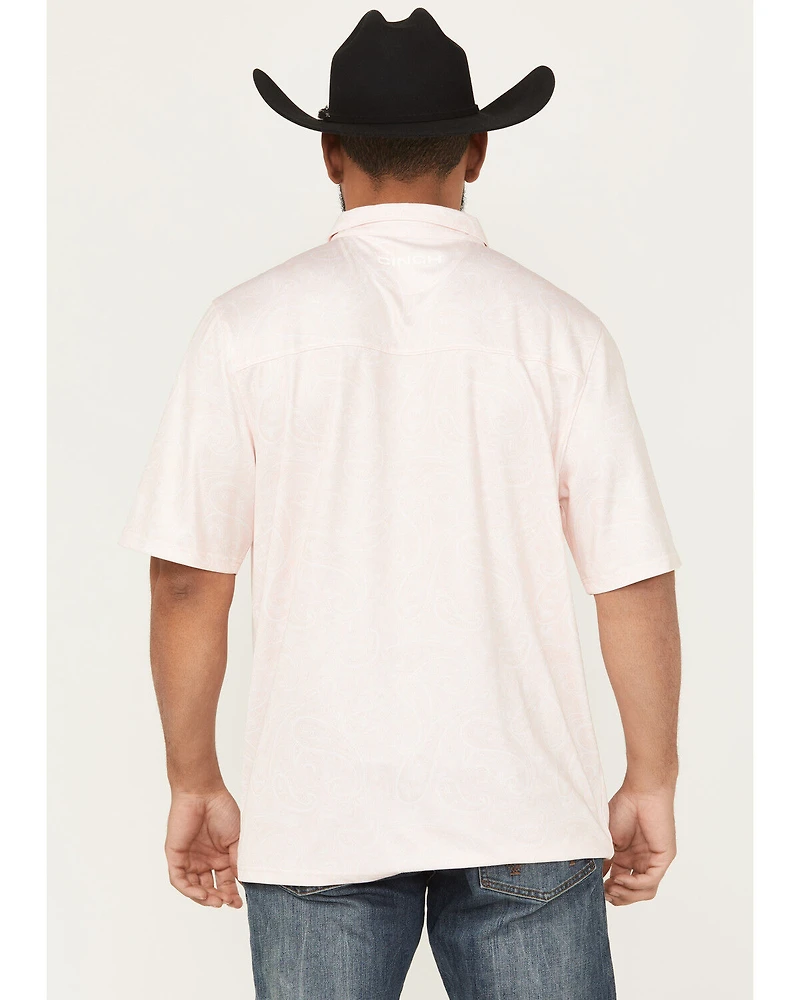 Cinch Men's Paisley Print Short Sleeve Button-Down Polo