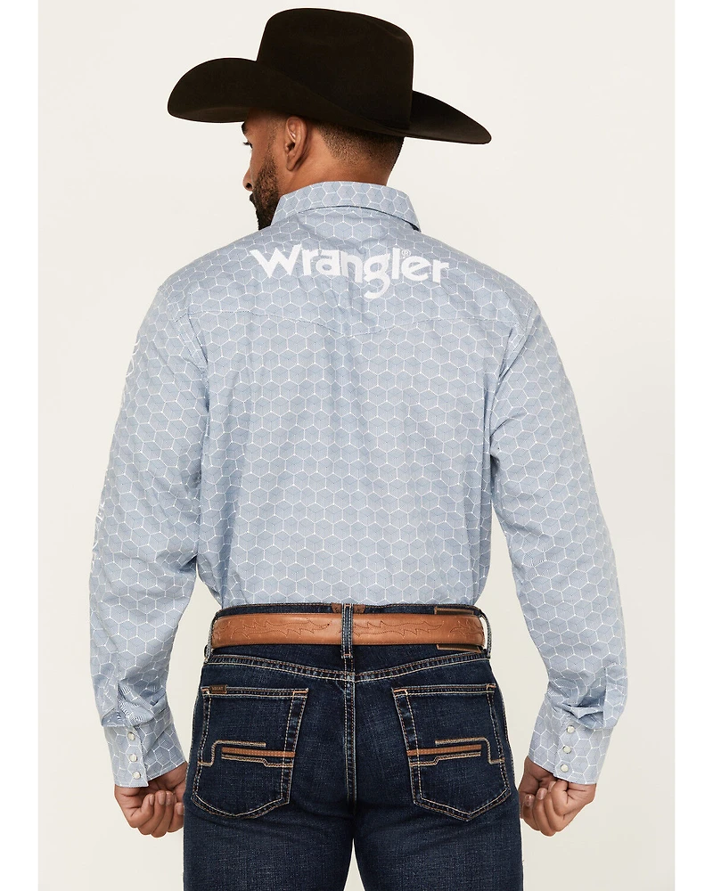 Wrangler Men's Geo Print Logo Long Sleeve Snap Western Shirt - Tall