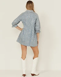 Blue B Women's Denim Sequins Mini Dress