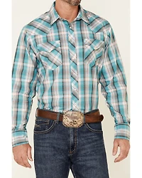 Roper Men's Juniper Dobby Large Plaid Long Sleeve Pearl Snap Western Shirt