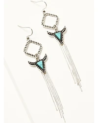 Shyanne Women's Turquoise-Toned Steer Head Fringe Earrings