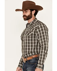 Gibson Trading Co Men's Dark Knight Plaid Print Long Sleeve Snap Stretch Western Shirt