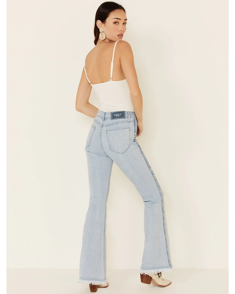 Grace LA Women's Distressed Flare Leg Jeans