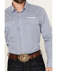 Wrangler Men's Geo Print Logo Long Sleeve Snap Western Shirt