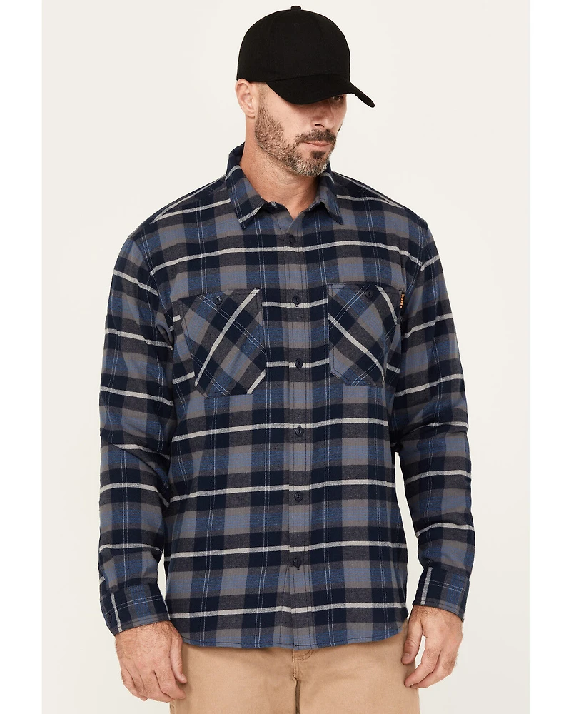 Hawx Men's Ball Plaid Print Long Sleeve Button-Down Flannel Work Shirt