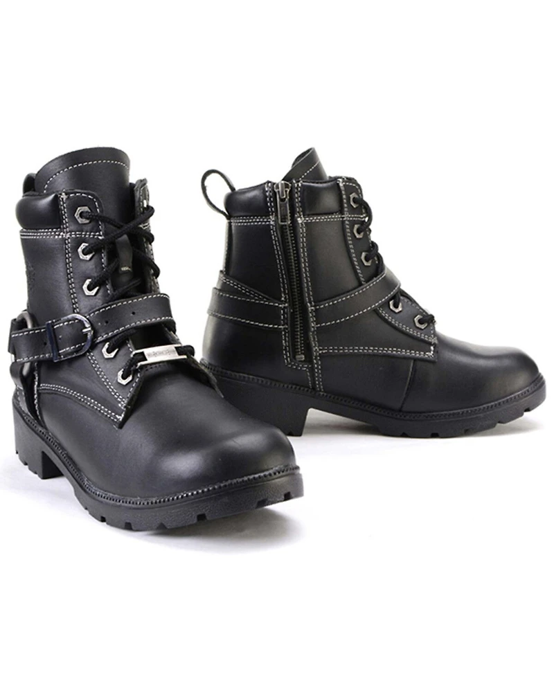 Milwaukee Leather Women's 7" Lace-To-Toe Harness Motorcycle Boots - Round Toe