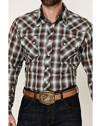 Roper Men's West Made Plaid Print Long Sleeve Snap Western Shirt