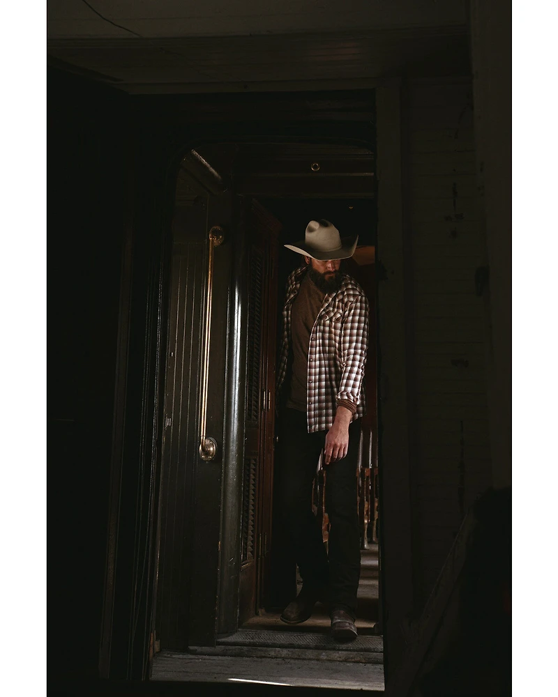 Moonshine Spirit Men's Dirt Runner Plaid Print Snap Western Flannel Shirt