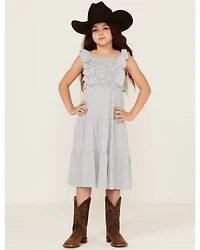 Hayden LA Girls' Gingham Print Puff Sleeve Midi Dress