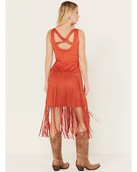 Idyllwind Women's Country Mannor Faux Suede Fringe Mini Dress