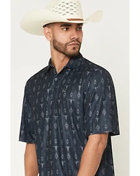 Cinch Men's Steerhead Print Short Sleeve Button-Down Stretch Polo