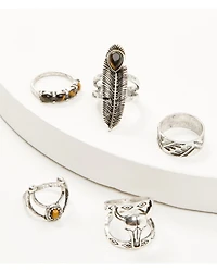 Shyanne Women's Juniper Sky Feather Ring Set - 5 Piece