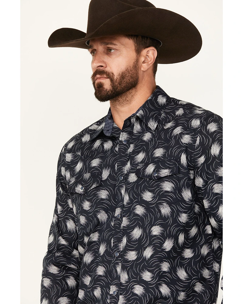 Moonshine Spirit Men's Fireworks Print Long Sleeve Snap Western Shirt