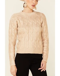 Rock & Roll Denim Women's Metallic Cable Knit Sweater