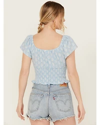 Bila Women's Floral Print Short Sleeve Shirt