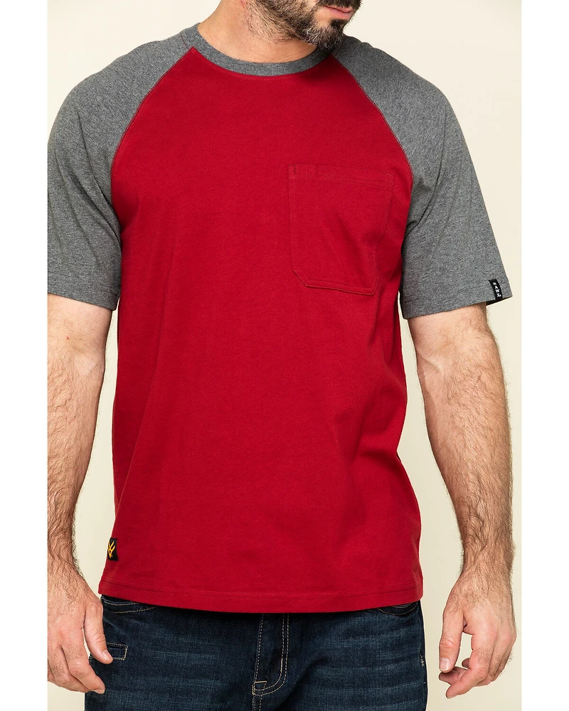 Hawx Men's Red Midland Short Sleeve Baseball Work T-Shirt - Big