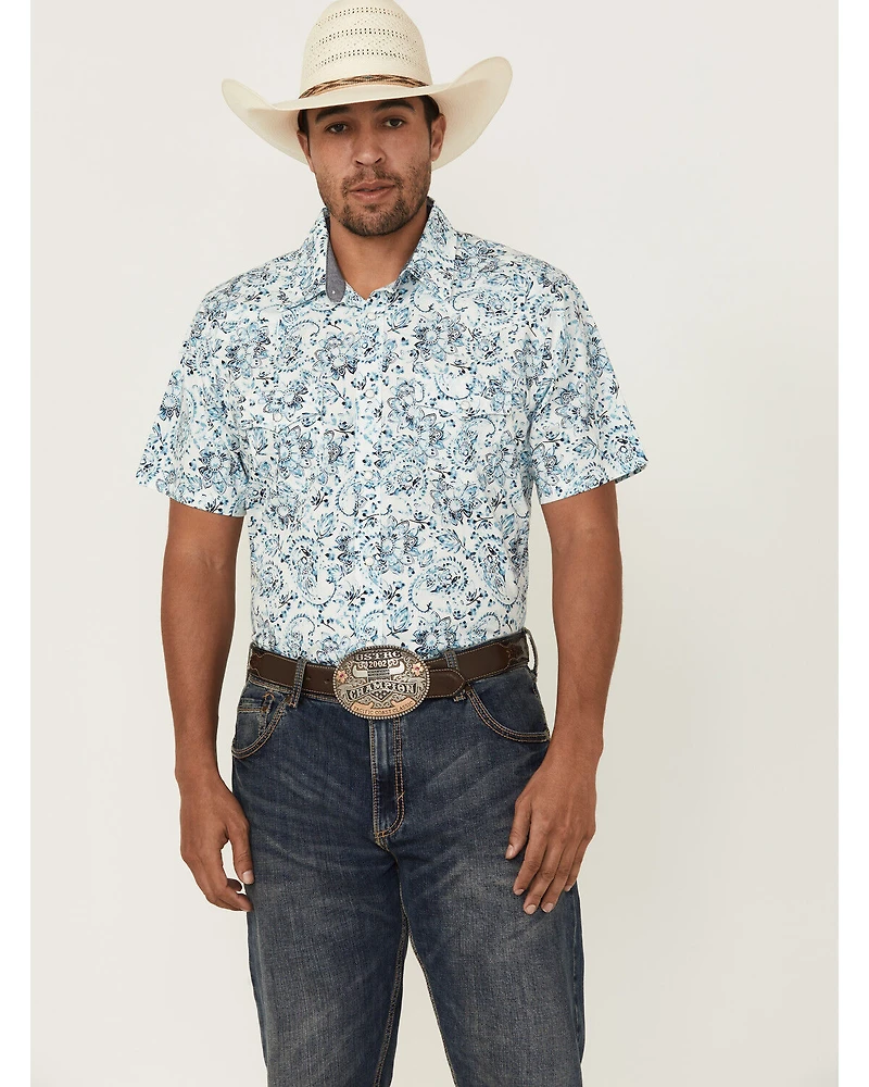Cody James Men's Frontier Threads Floral Paisley Print Short Sleeve Snap Western Shirt