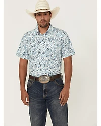 Cody James Men's Frontier Threads Floral Paisley Print Short Sleeve Snap Western Shirt