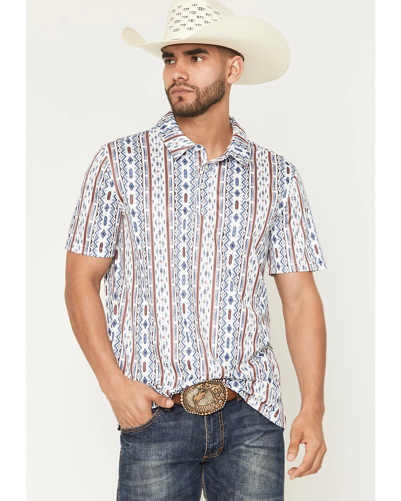 Panhandle Slim Men's Southwestern Short Sleeve Snap Polo Shirt