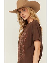 Shyanne Women's Whiskey Rhinestone Boyfriend Fit Short Sleeve Graphic Tee