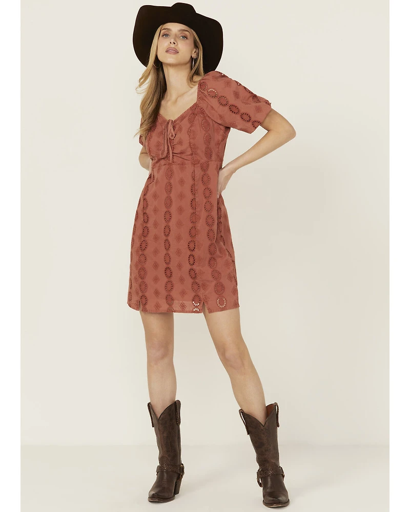 Shyanne Women's Eyelet Tie Front Mini Dress