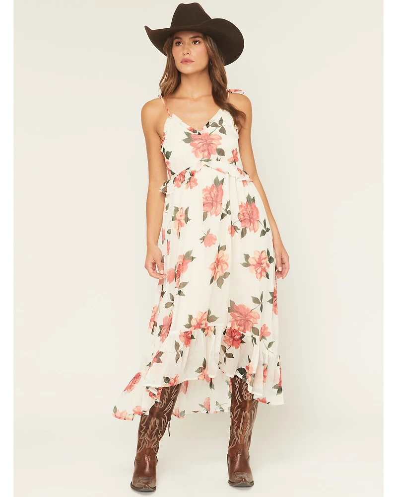 Patrons of Peace Women's Floral Print Sleeveless High-Low Dress