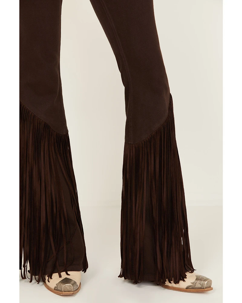 Idyllwind Women's Coffee Bean Mid Rise Rebel Fringe Bootcut Jeans