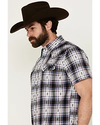 Moonshine Spirit Men's Wreckless Plaid Print Short Sleeve Snap Western Shirt